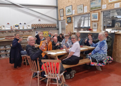 Photo of group members taken during the tasting session at Dorset Cider Farm – September 5, 2024