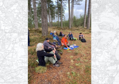 Photo of walkers enjoying mince pies (with brandy butter) courtesy of the walk leader – November 30, 2024