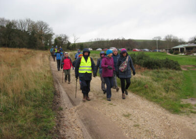 Photo of walkers at the start of the pre-lunch walk – December 11, 2024