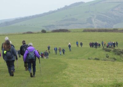 Photo of several groups of walkers on Knowle Hill – February 15, 2025